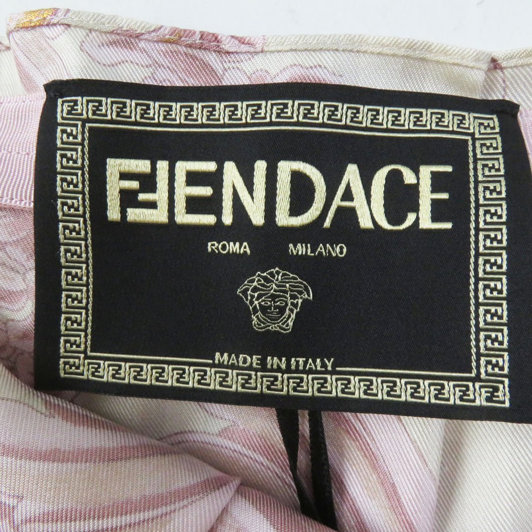 Discounted Pristine FENDACE Pleated skirt FF logo/Zucca Pattern dusty pink silk Women 40