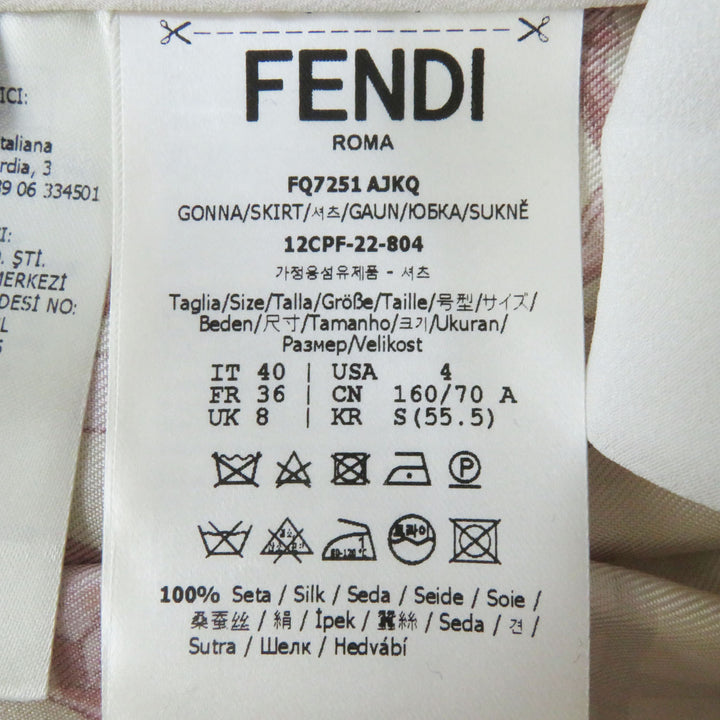 Discounted Pristine FENDACE Pleated skirt FF logo/Zucca Pattern dusty pink silk Women 40