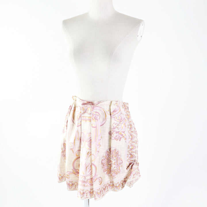 Discounted Pristine FENDACE Pleated skirt FF logo/Zucca Pattern dusty pink silk Women 40