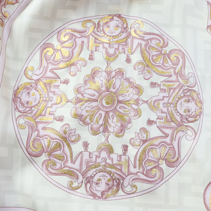 Discounted Pristine FENDACE Pleated skirt FF logo/Zucca Pattern dusty pink silk Women 40