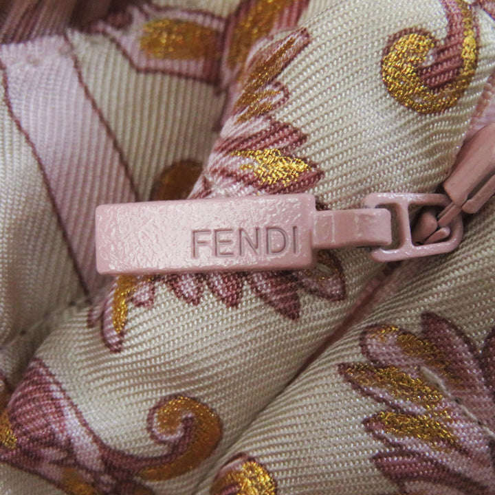 Discounted Pristine FENDACE Pleated skirt FF logo/Zucca Pattern dusty pink silk Women 40
