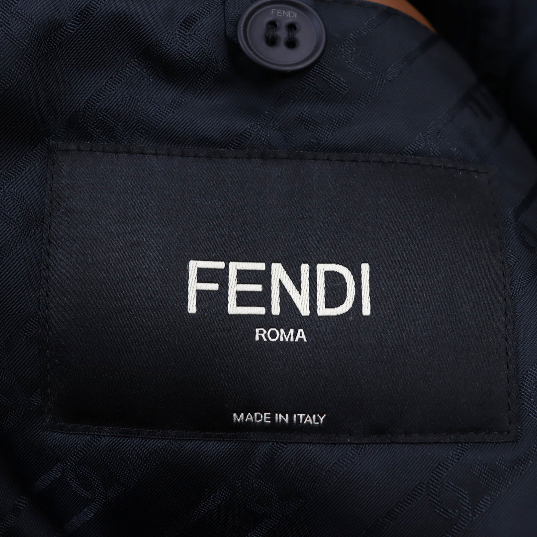 Discounted Excellent FENDI Blouson Leather trimmed, padded wool alpaca mens 46 FW1163