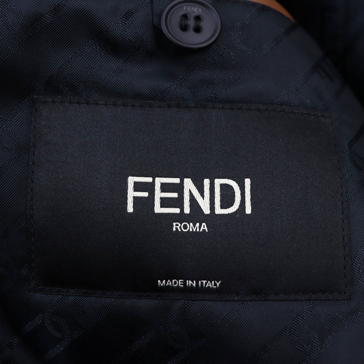 Discounted Excellent FENDI Blouson Leather trimmed, padded wool alpaca mens 46 FW1163