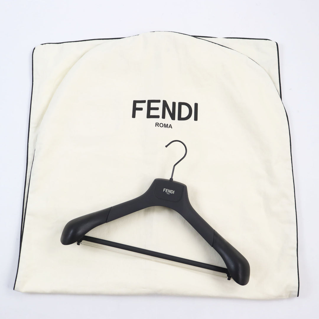 Discounted Excellent FENDI Blouson Leather trimmed, padded wool alpaca mens 46 FW1163