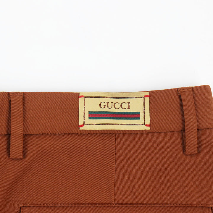 Discounted Excellent GUCCI slacks Gucci label trousers With logo emblem Brown 44 690474