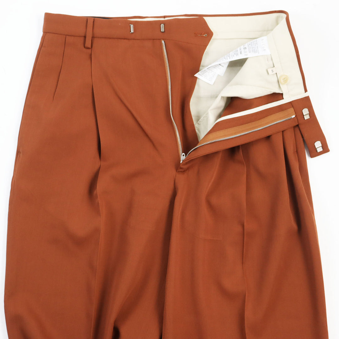Discounted Excellent GUCCI slacks Gucci label trousers With logo emblem Brown 44 690474