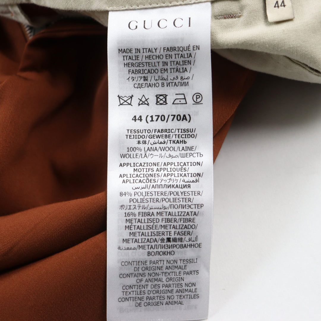 Discounted Excellent GUCCI slacks Gucci label trousers With logo emblem Brown 44 690474