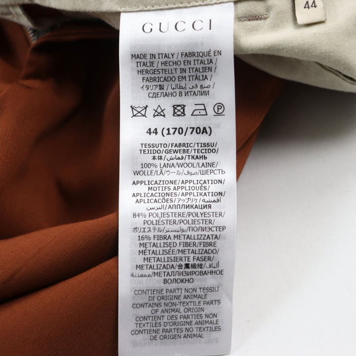 Discounted Excellent GUCCI slacks Gucci label trousers With logo emblem Brown 44 690474