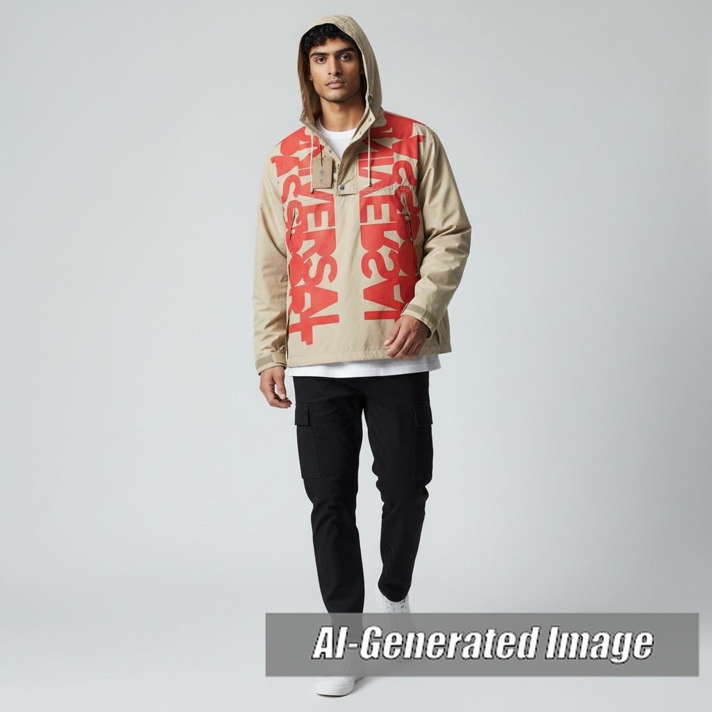 Discounted Pristine BURBERRY Blouson Universal Passport Hooded Half Zip Anorak Hoodie mens