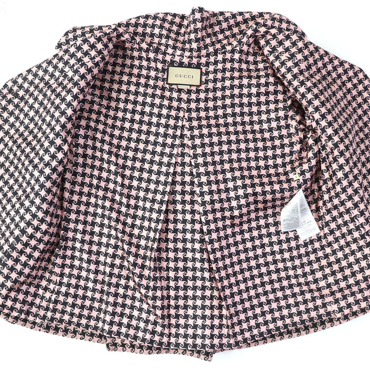 Discounted Excellent GUCCI tailored jacket Houndstooth Pattern Silk lining Pink black Women