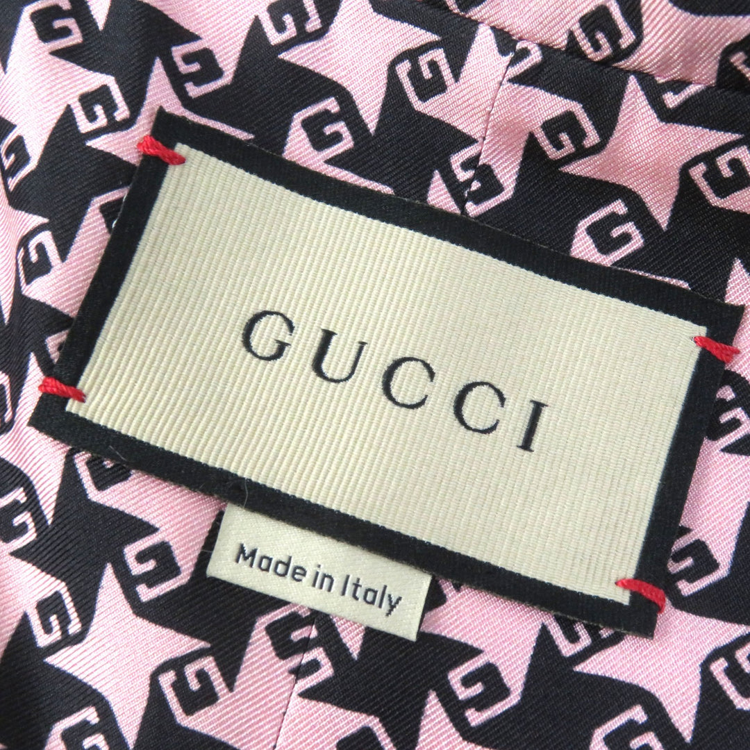 Discounted Excellent GUCCI tailored jacket Houndstooth Pattern Silk lining Pink black Women