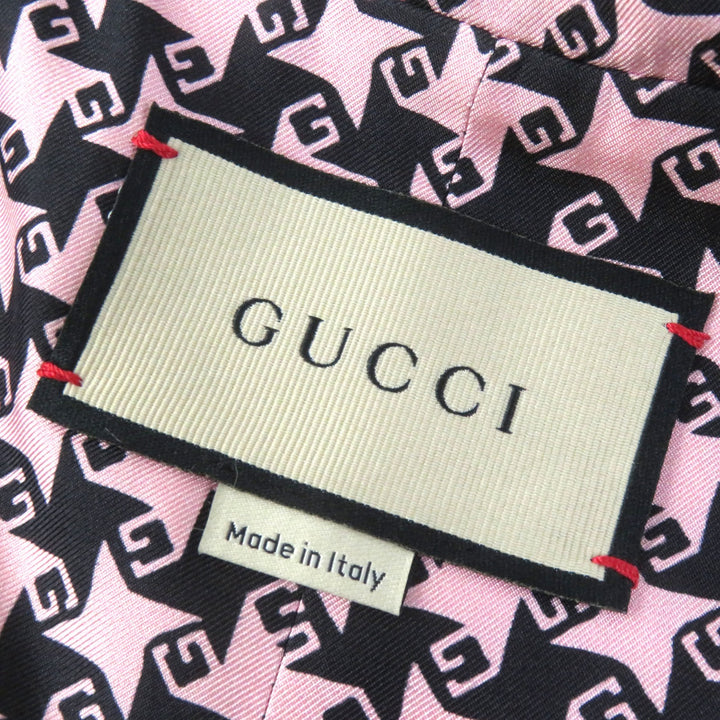 Discounted Excellent GUCCI tailored jacket Houndstooth Pattern Silk lining Pink black Women