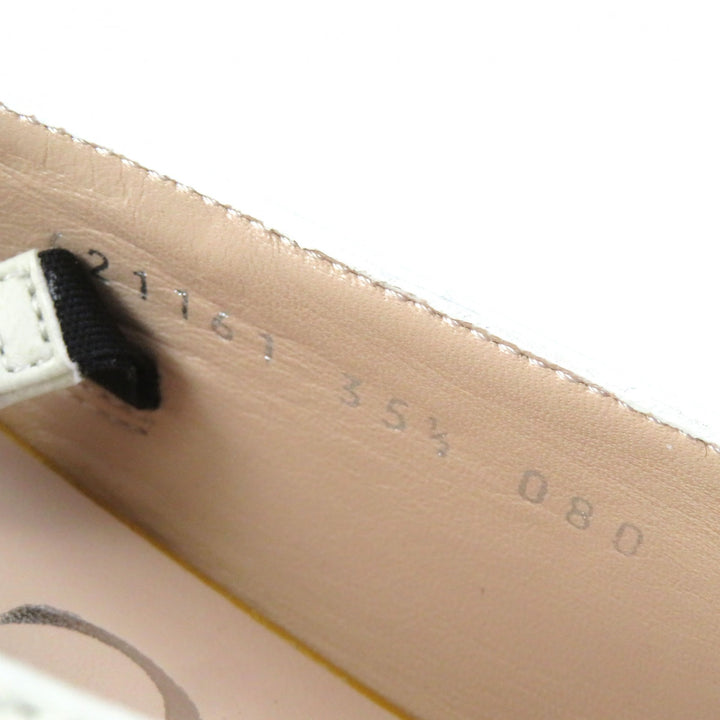 Discounted Pristine GUCCI pumps Horsebit Chain pointed toe flats Ivory leather Women 35.5