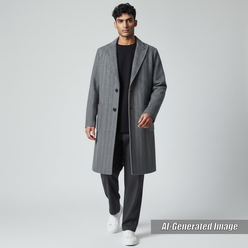 Discounted 
 Great ETRO Chester coat Reversible Peak Lapel Herringbone Paisley gray wool mens 44