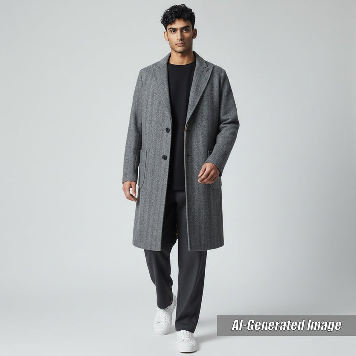 Discounted 
 Great ETRO Chester coat Reversible Peak Lapel Herringbone Paisley gray wool mens 44