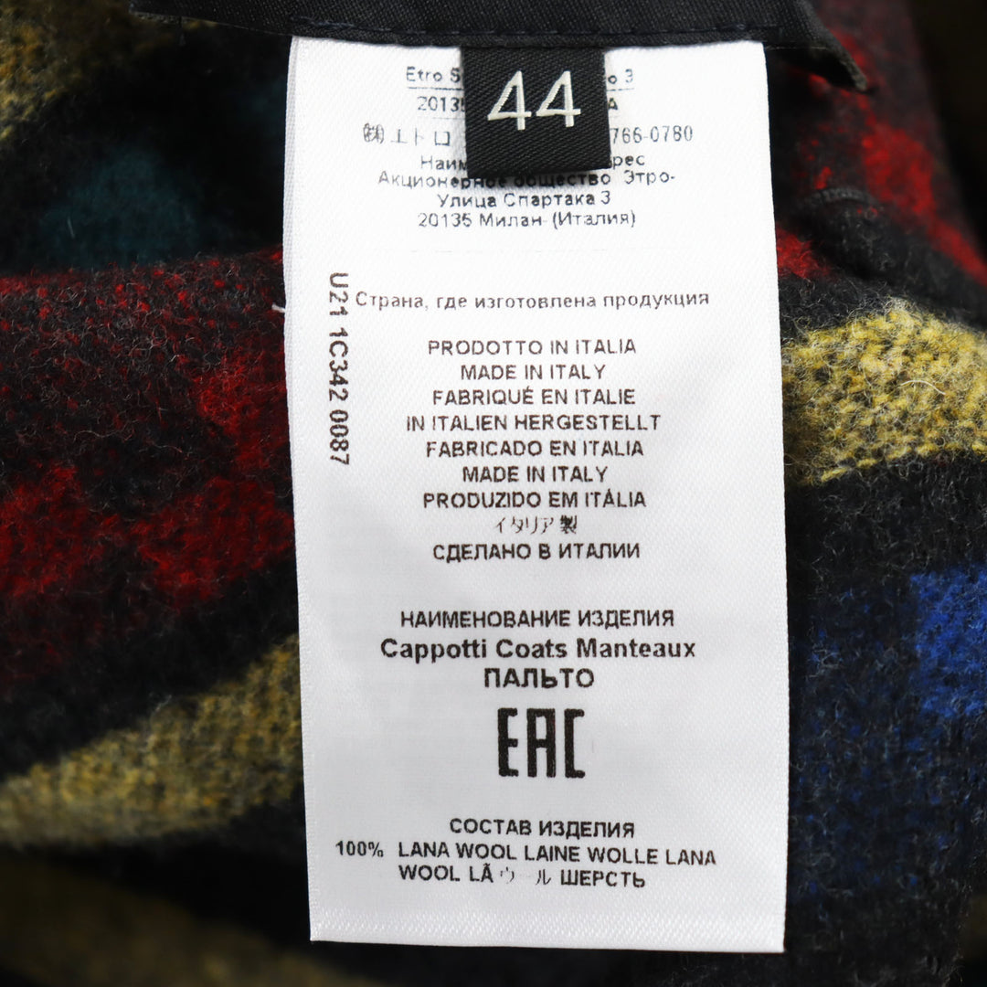 Discounted 
 Great ETRO Chester coat Reversible Peak Lapel Herringbone Paisley gray wool mens 44