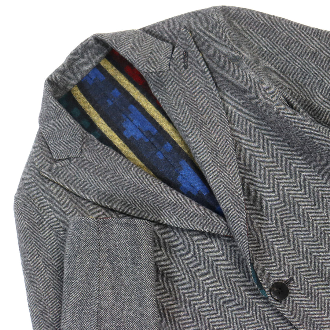 Discounted 
 Great ETRO Chester coat Reversible Peak Lapel Herringbone Paisley gray wool mens 44