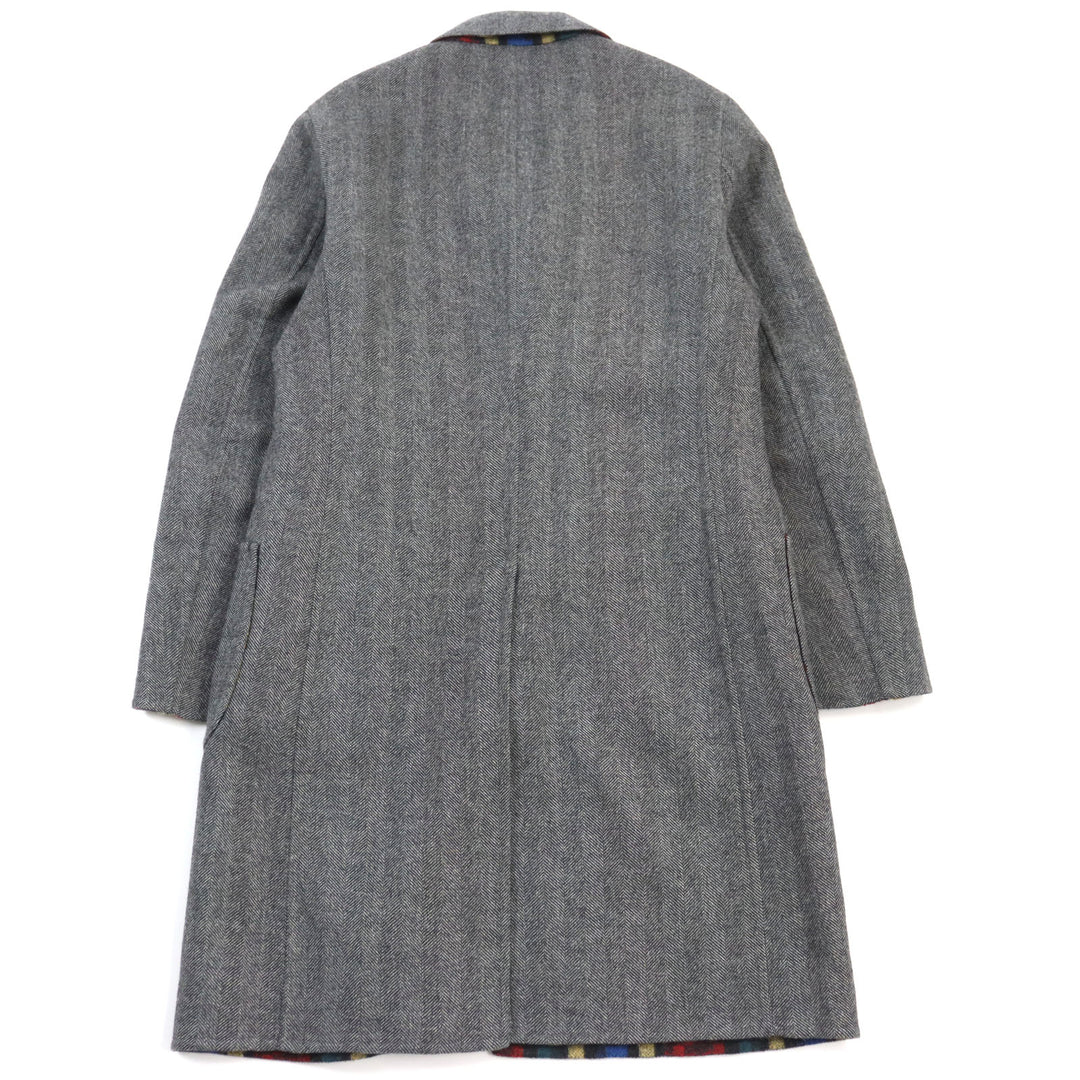 Discounted 
 Great ETRO Chester coat Reversible Peak Lapel Herringbone Paisley gray wool mens 44