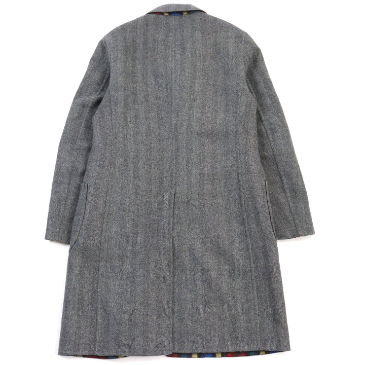 Discounted 
 Great ETRO Chester coat Reversible Peak Lapel Herringbone Paisley gray wool mens 44
