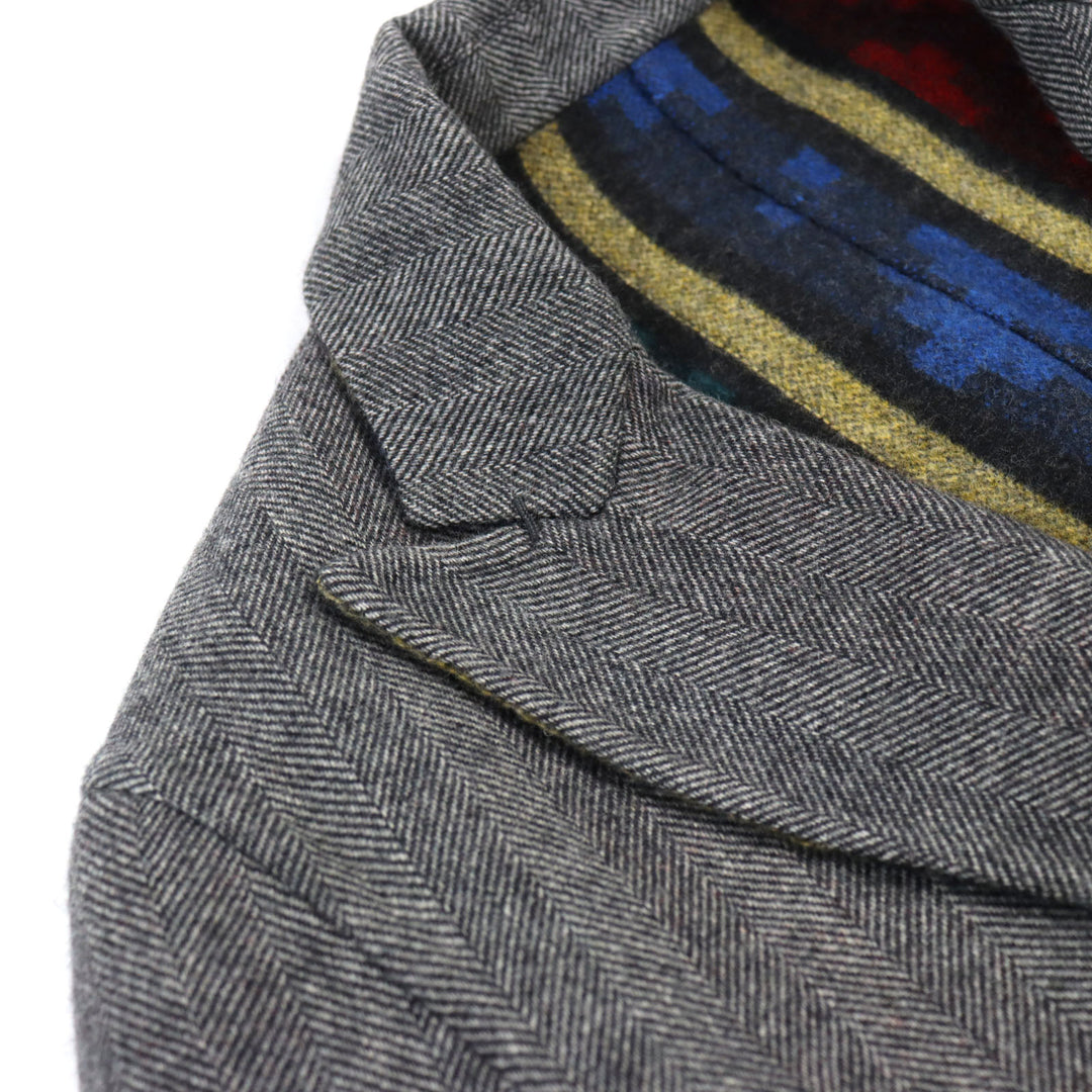 Discounted 
 Great ETRO Chester coat Reversible Peak Lapel Herringbone Paisley gray wool mens 44