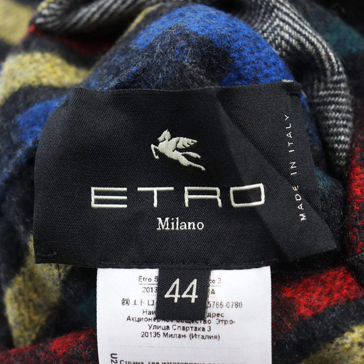 Discounted 
 Great ETRO Chester coat Reversible Peak Lapel Herringbone Paisley gray wool mens 44