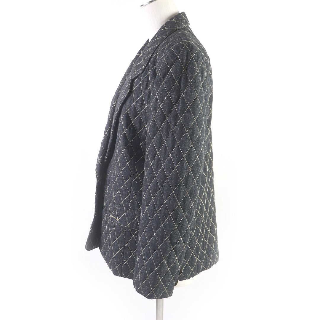Discounted Excellent LEONARD tailored jacket Quilted logo embroidered gold button denim