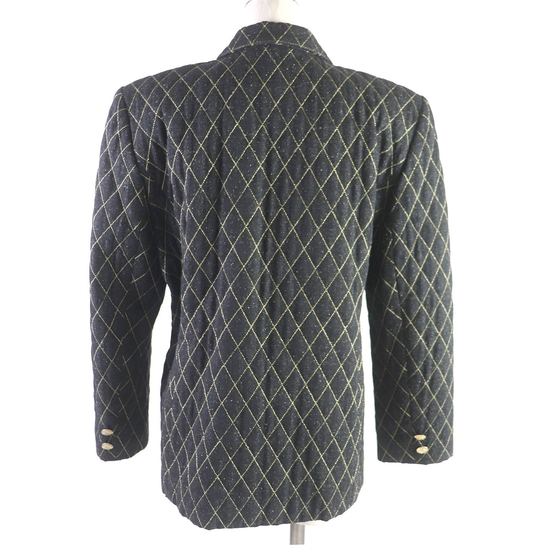 Discounted Excellent LEONARD tailored jacket Quilted logo embroidered gold button denim