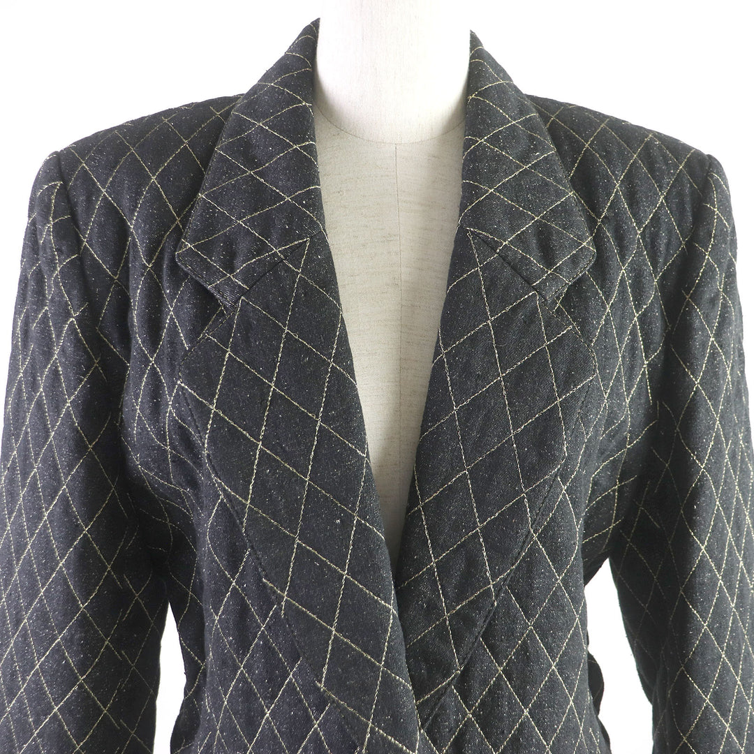 Discounted Excellent LEONARD tailored jacket Quilted logo embroidered gold button denim