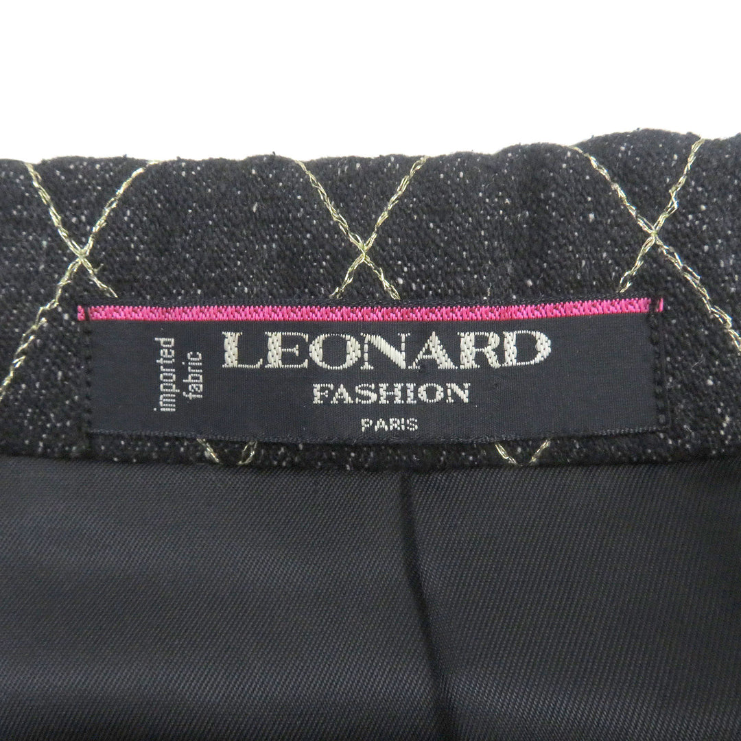Discounted Excellent LEONARD tailored jacket Quilted logo embroidered gold button denim