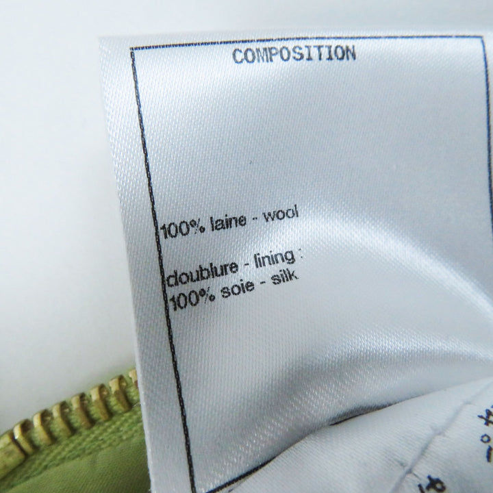 Discounted Excellent CHANEL Skirt COCO Mark Gold Button Front Zip Tweed Pearl green Women