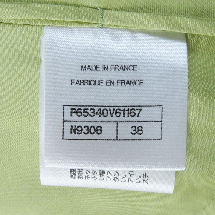 Discounted Excellent CHANEL Skirt COCO Mark Gold Button Front Zip Tweed Pearl green Women