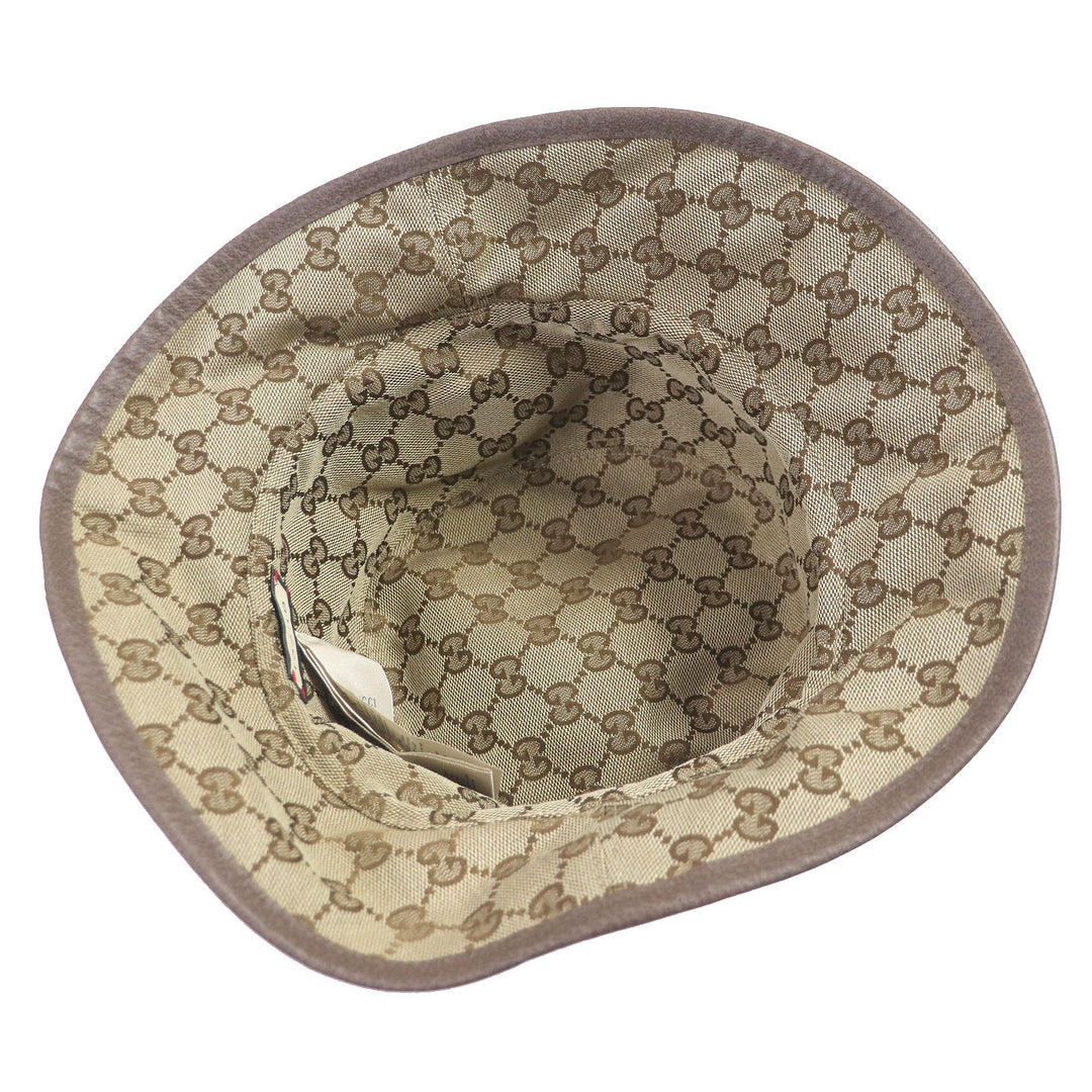 Discounted Excellent GUCCI Other hats Logo leather patch bucket hat beige mens 700851