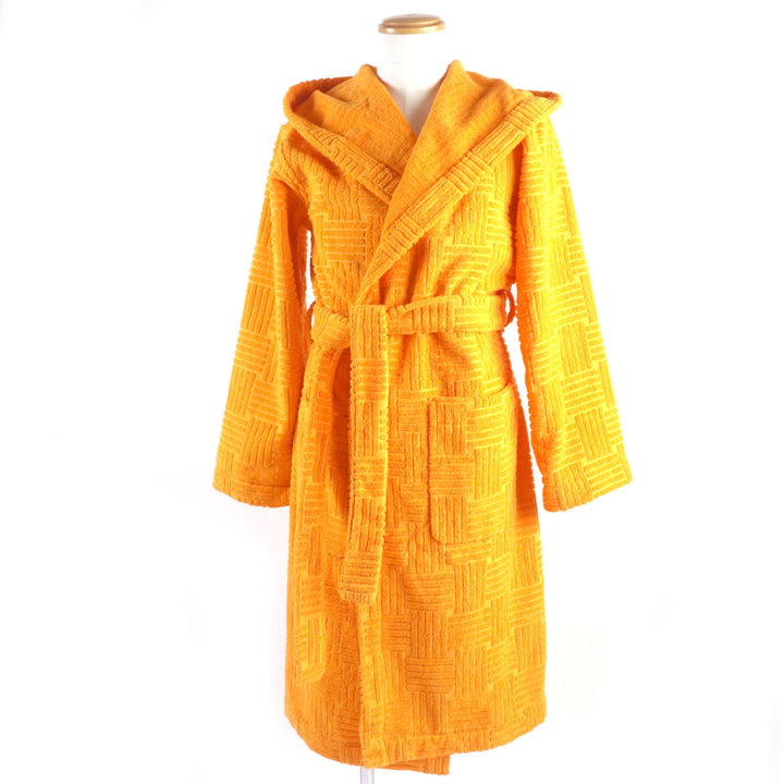 Discounted Pristine BOTTEGAVENETA Bathrobe INTRECCIATO pattern hooded pile cotton mens M