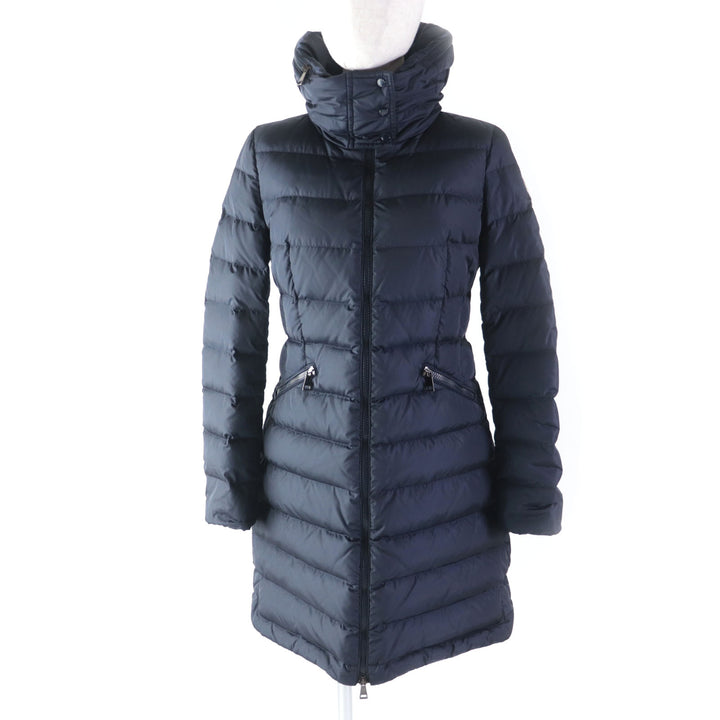 Discounted Great MONCLER down coat FLAMMETTE Hood with logo patch ZIP UP Navy Nylon Women