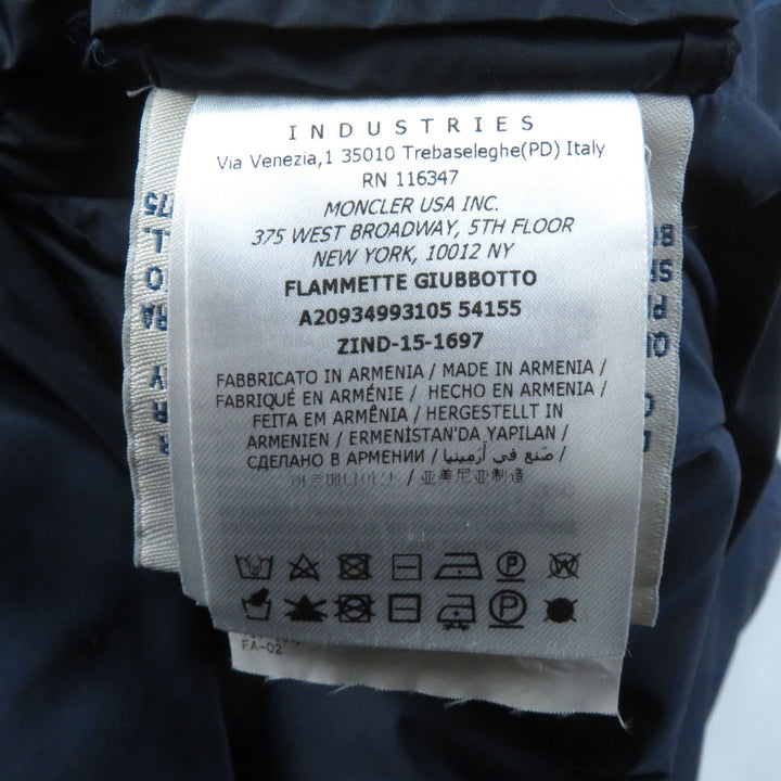Discounted Great MONCLER down coat FLAMMETTE Hood with logo patch ZIP UP Navy Nylon Women