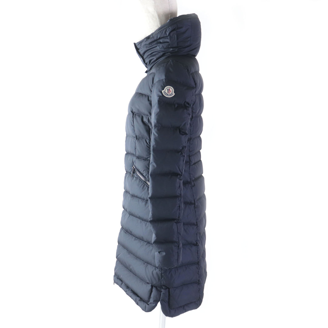 Discounted Great MONCLER down coat FLAMMETTE Hood with logo patch ZIP UP Navy Nylon Women