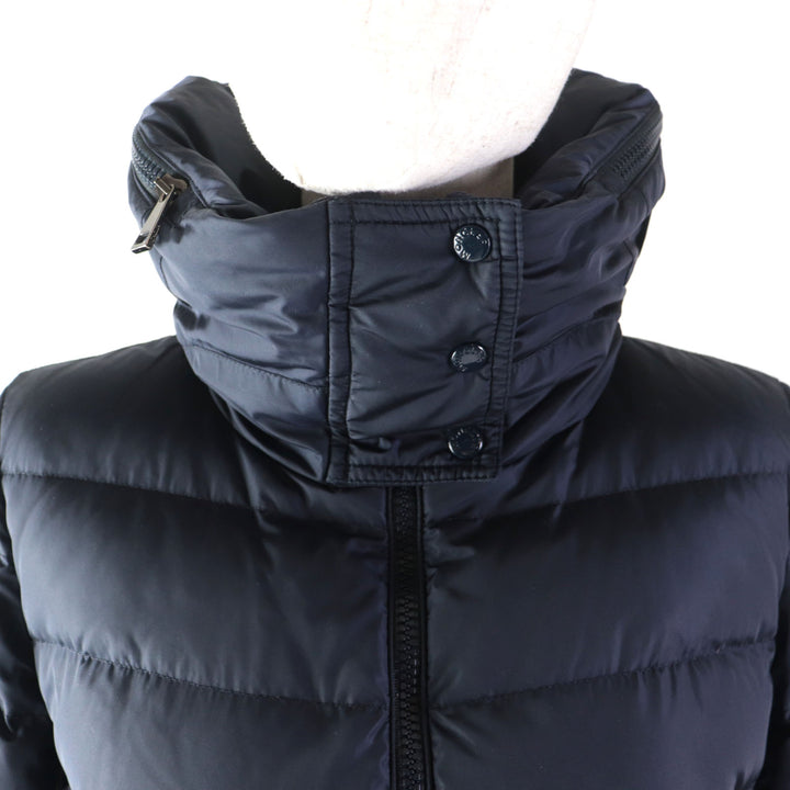 Discounted Great MONCLER down coat FLAMMETTE Hood with logo patch ZIP UP Navy Nylon Women
