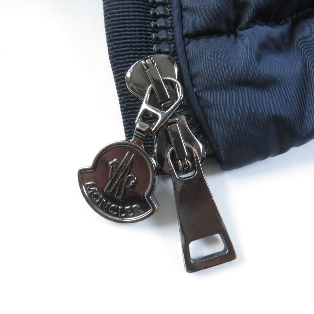 Discounted Great MONCLER down coat FLAMMETTE Hood with logo patch ZIP UP Navy Nylon Women
