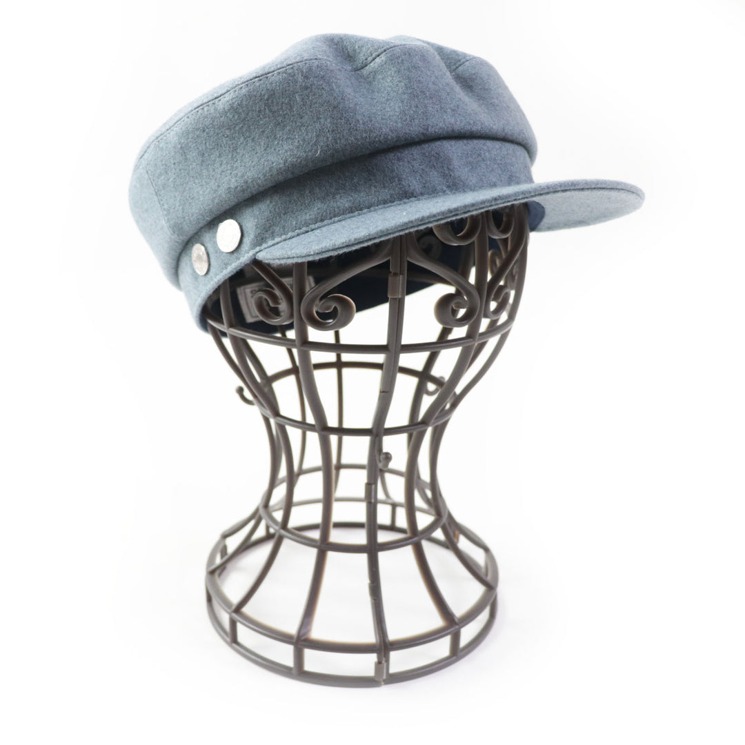 Discounted Pristine HERMES Casquette Dauville With serie buttons blue cashmere Women 57