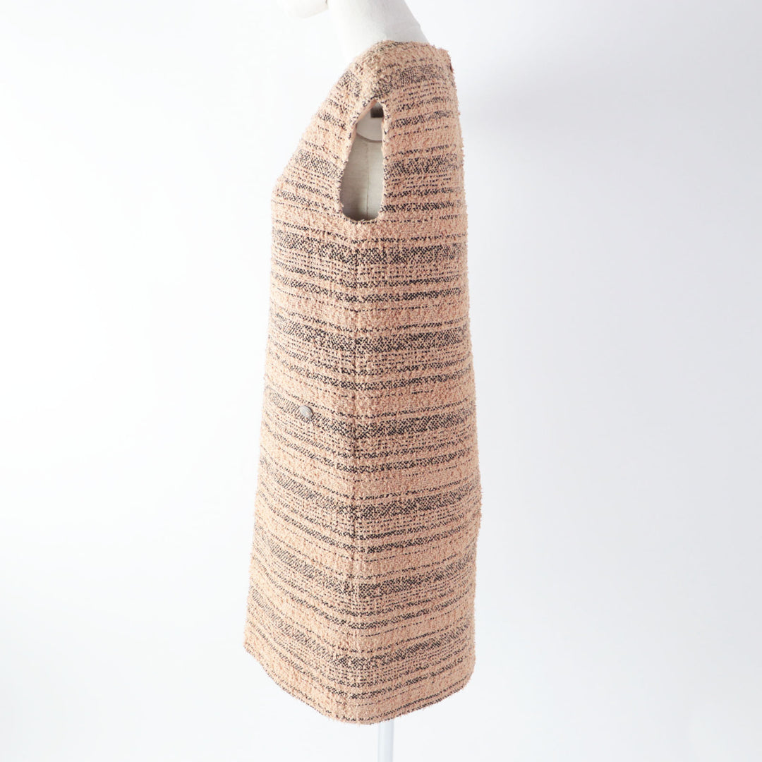Discounted Excellent CHANEL one piece tweed with COCO Mark plate Beige black cotton Women