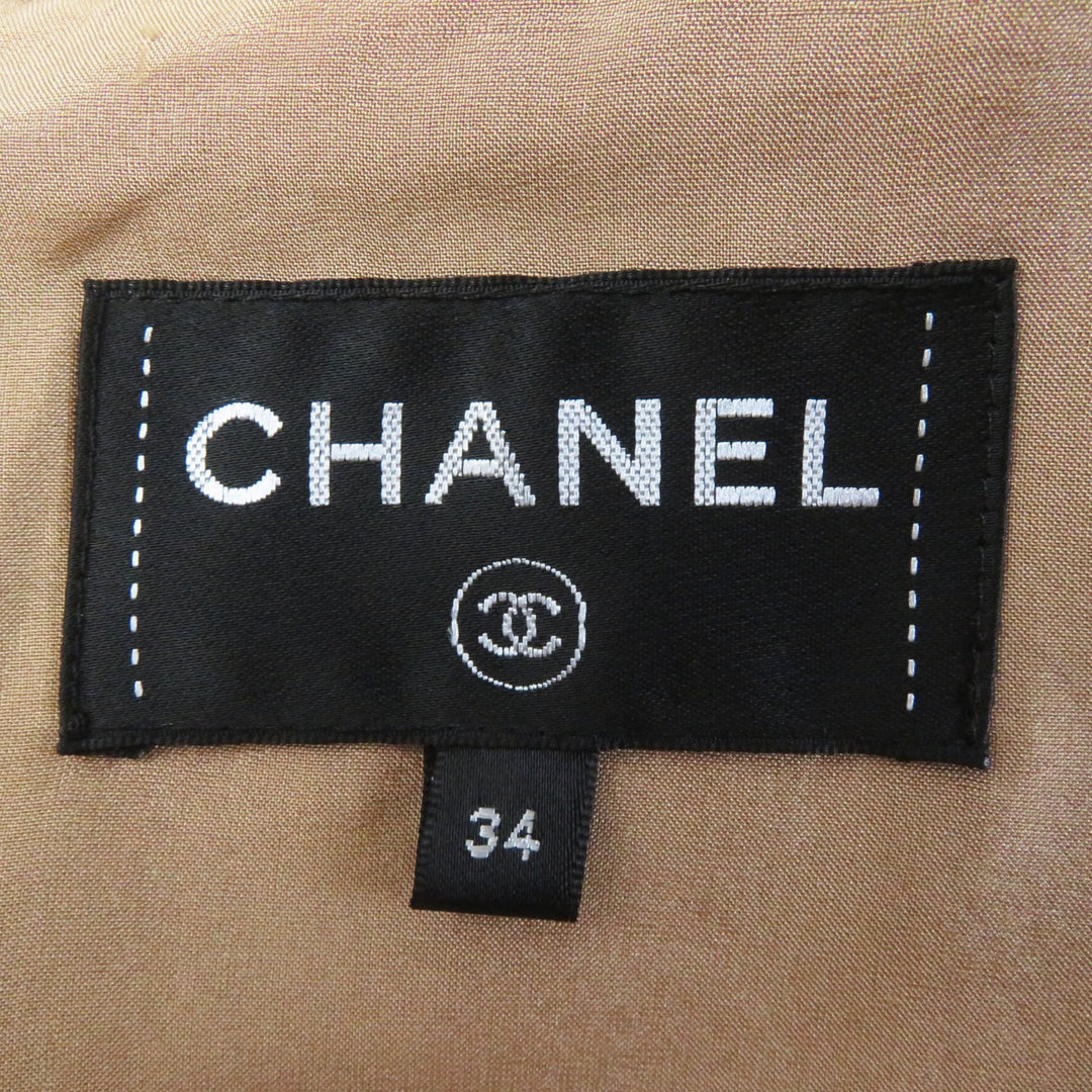 Discounted Excellent CHANEL one piece tweed with COCO Mark plate Beige black cotton Women