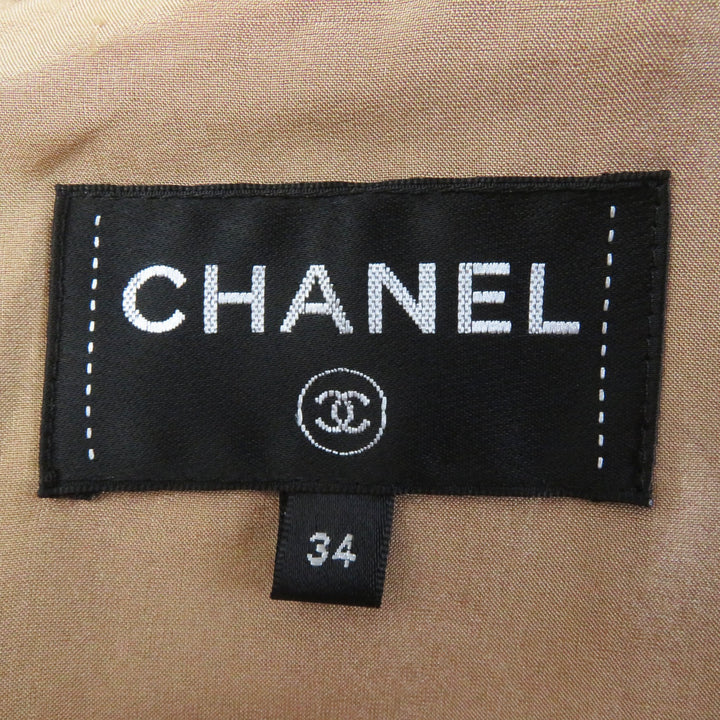 Discounted Excellent CHANEL one piece tweed with COCO Mark plate Beige black cotton Women
