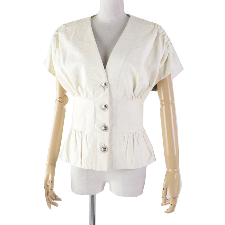 Discounted Great CHANEL leather jacket LA PAUSA Lambskin leather jacket Ivory 34 P60304