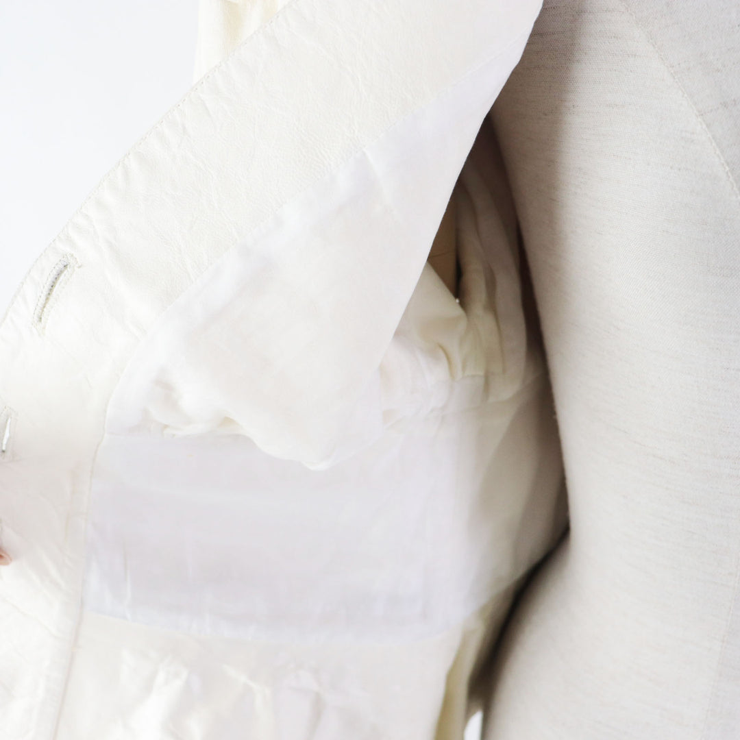 Discounted Great CHANEL leather jacket LA PAUSA Lambskin leather jacket Ivory 34 P60304