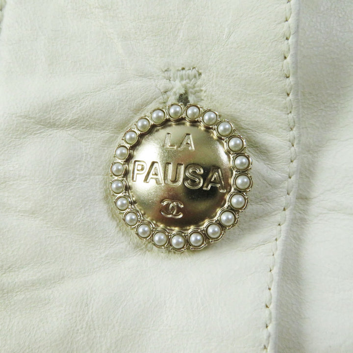 Discounted Great CHANEL leather jacket LA PAUSA Lambskin leather jacket Ivory 34 P60304