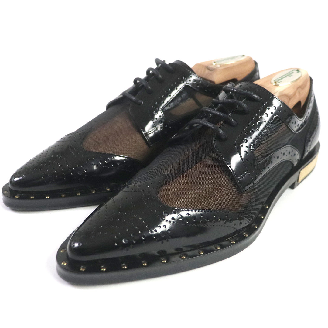 Discounted 
 Pristine DOLCE&GABBANA Dress shoes Wingtip Full brogue Pointed toe See-through black leather Women 35.5