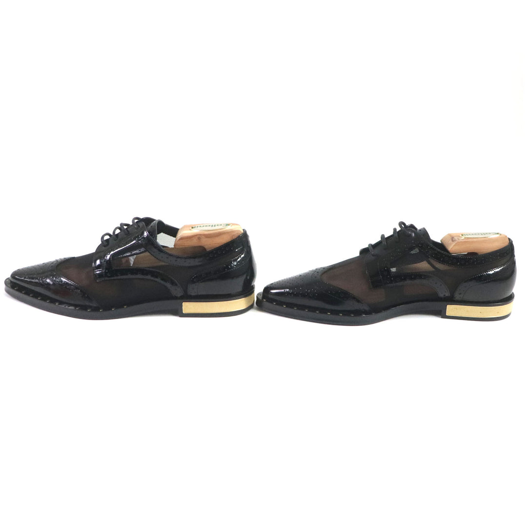 Discounted 
 Pristine DOLCE&GABBANA Dress shoes Wingtip Full brogue Pointed toe See-through black leather Women 35.5