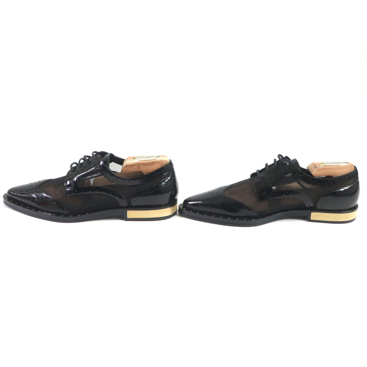 Discounted 
 Pristine DOLCE&GABBANA Dress shoes Wingtip Full brogue Pointed toe See-through black leather Women 35.5