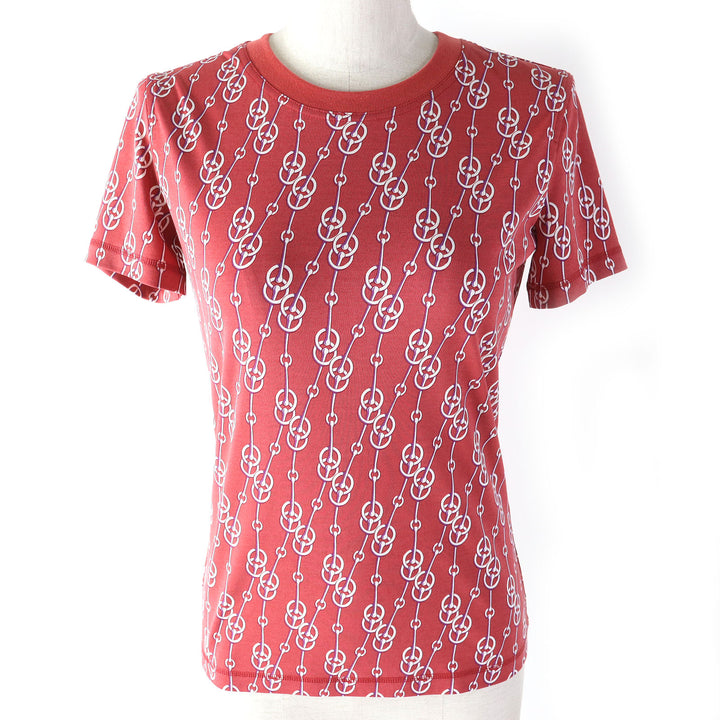 Discounted Excellent HERMES Short sleeve T-shirt All-over pattern design Red series 34