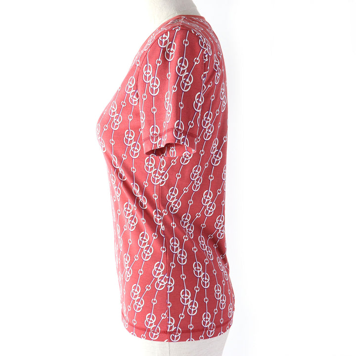 Discounted Excellent HERMES Short sleeve T-shirt All-over pattern design Red series 34